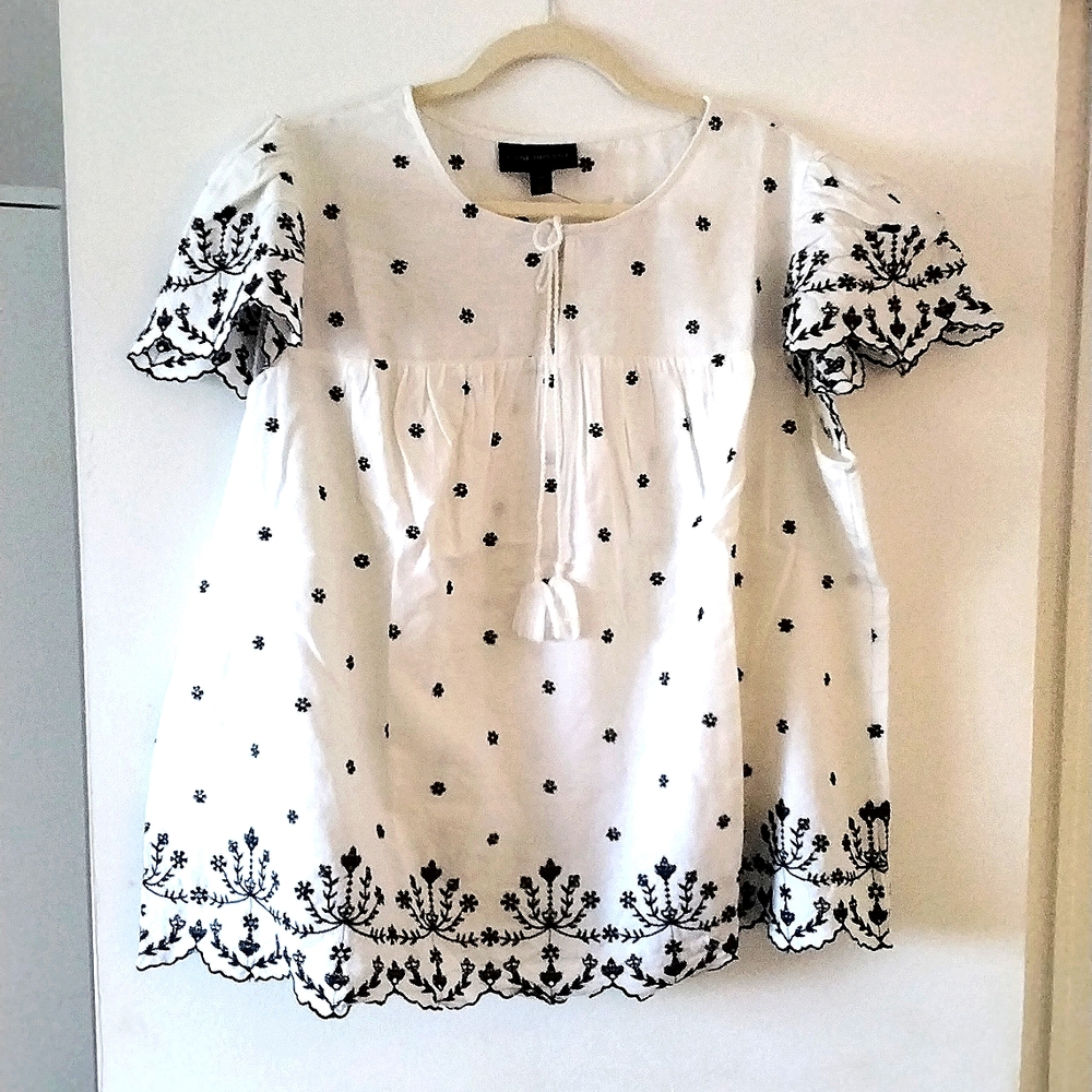 Embroidered Flutter-Sleeve Top, Petite Plus Size, Lane Bryant, NWT, Size…